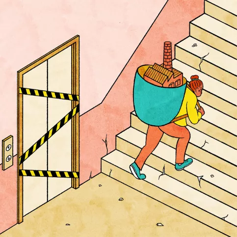 Illustration sur le déterminisme social - ascenseur social en panne